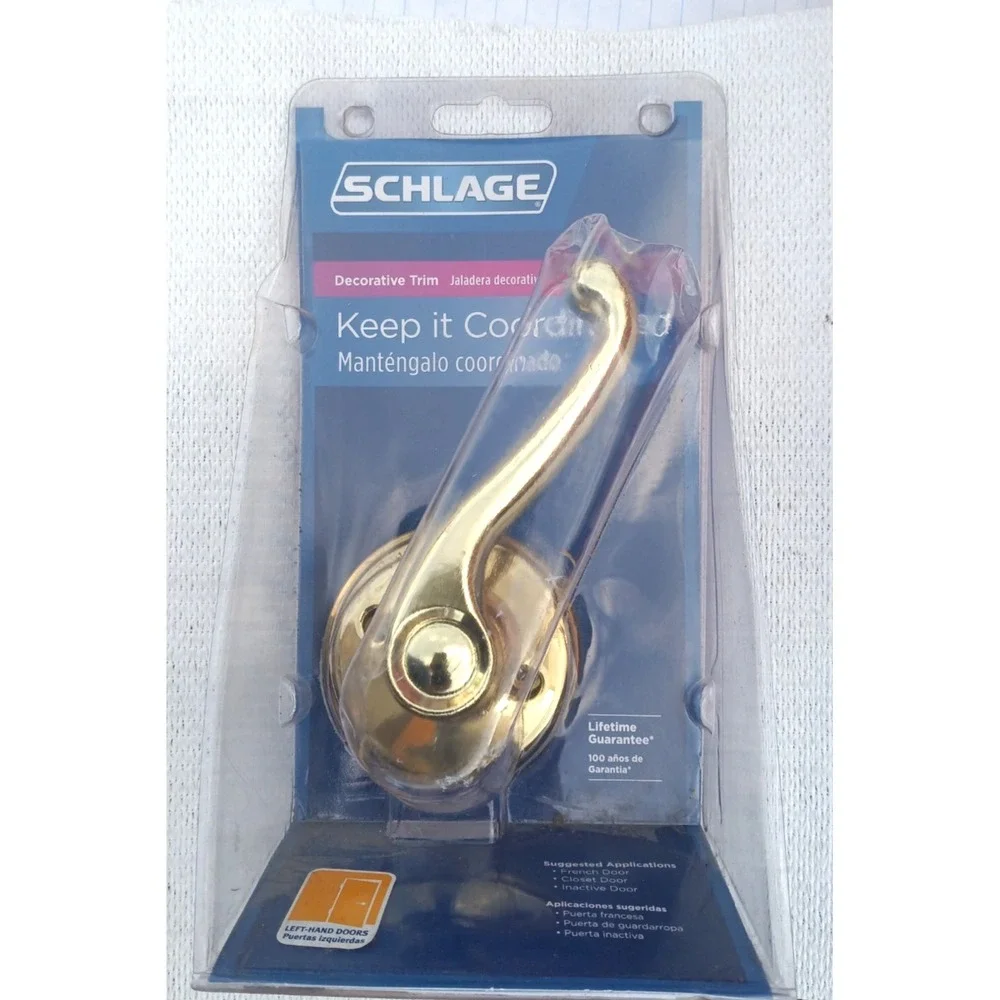6x Schlage Flair Lever Bright Brass‎ Dummy Door Handles 2 Left / 4 Right Handed
